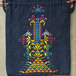 Soof Embroidery | Potli Cotton Purse / Cotton Potli Sling Blue Bag