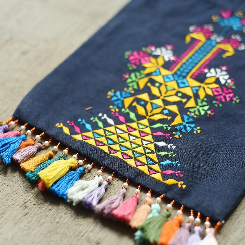 shop Potli Cotton Purse / Cotton Potli Sling blue Bag