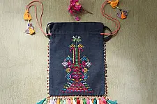 Soof Embroidery | Potli Cotton Purse / Cotton Potli Sling Bag - Bead Work