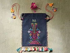 Soof Embroidery | Potli Cotton Purse / Cotton Potli Sling Bag - Bead Work