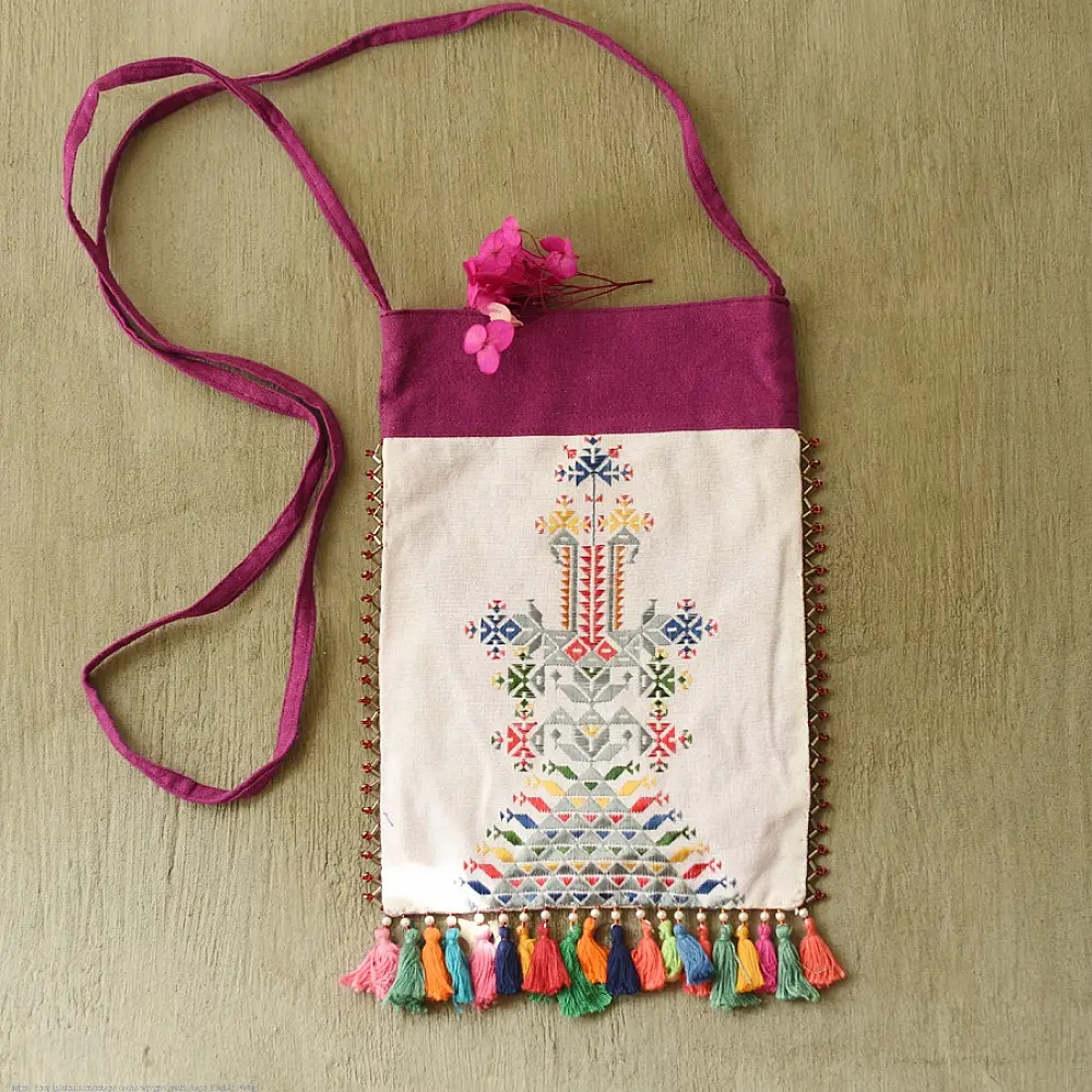 shop Potli Cotton Purse / Cotton Potli Sling Off White Bag
