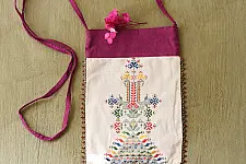 Soof Embroidery | Potli Cotton Purse / Cotton Potli Sling Bag - Off White