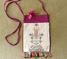 Soof Embroidery | Potli Cotton Purse / Cotton Potli Sling Bag - Off White