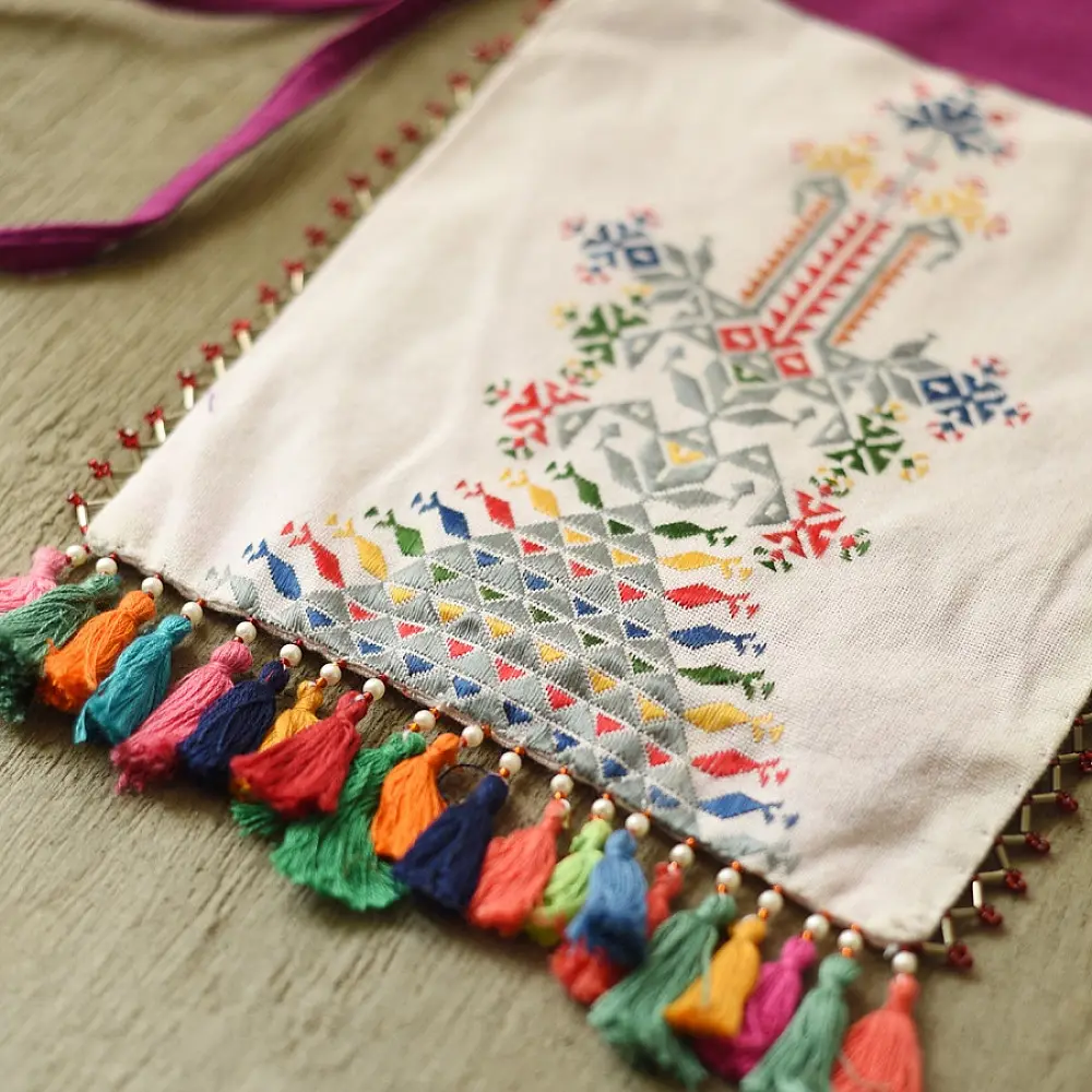 shop Potli Cotton Purse / Cotton Potli Sling Off White Bag