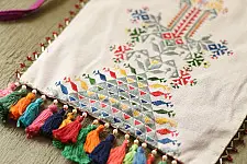 Soof Embroidery | Potli Cotton Purse / Cotton Potli Sling Bag - Off White