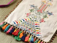 Soof Embroidery | Potli Cotton Purse / Cotton Potli Sling Bag - Off White
