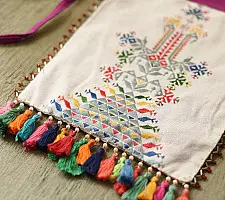 Soof Embroidery | Potli Cotton Purse / Cotton Potli Sling Bag - Off White