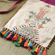 Soof Embroidery | Potli Cotton Purse / Cotton Potli Sling Bag - Off White