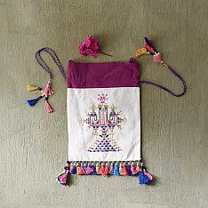 Soof Embroidery | Cotton Potli Sling Bag 
