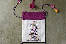 Soof Embroidery | Potli Cotton Purse / Cotton Potli Sling Bag