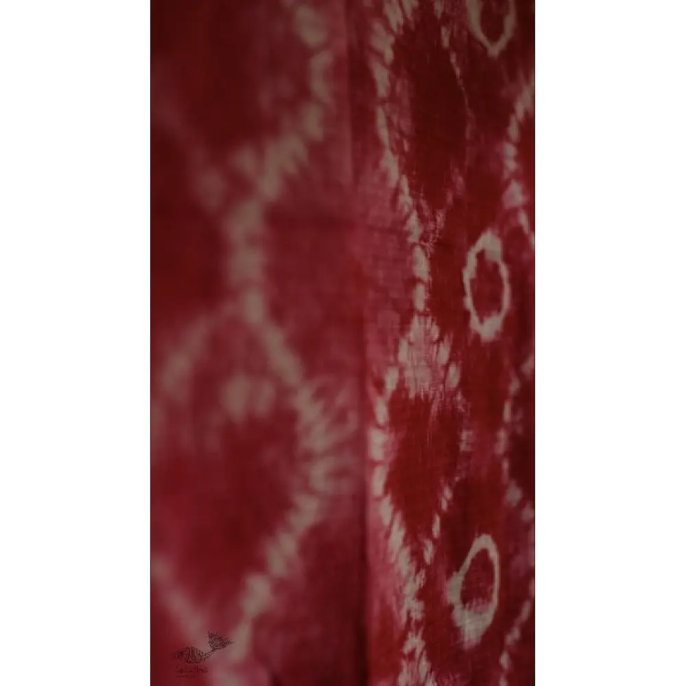 shop Handcrafted Shibori Dupatta - Red Ogee Waves, Tritik