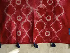 A Complement to Summer ⁑ Handcrafted Shibori Dupatta - Red Ogee Waves, Tritik