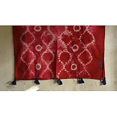 A Complement to Summer ⁑ Handcrafted Shibori Dupatta - Red Ogee Waves, Tritik