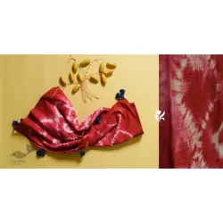 A Complement to Summer ⁑ Handcrafted Shibori Dupatta - Red Ogee Waves, Tritik