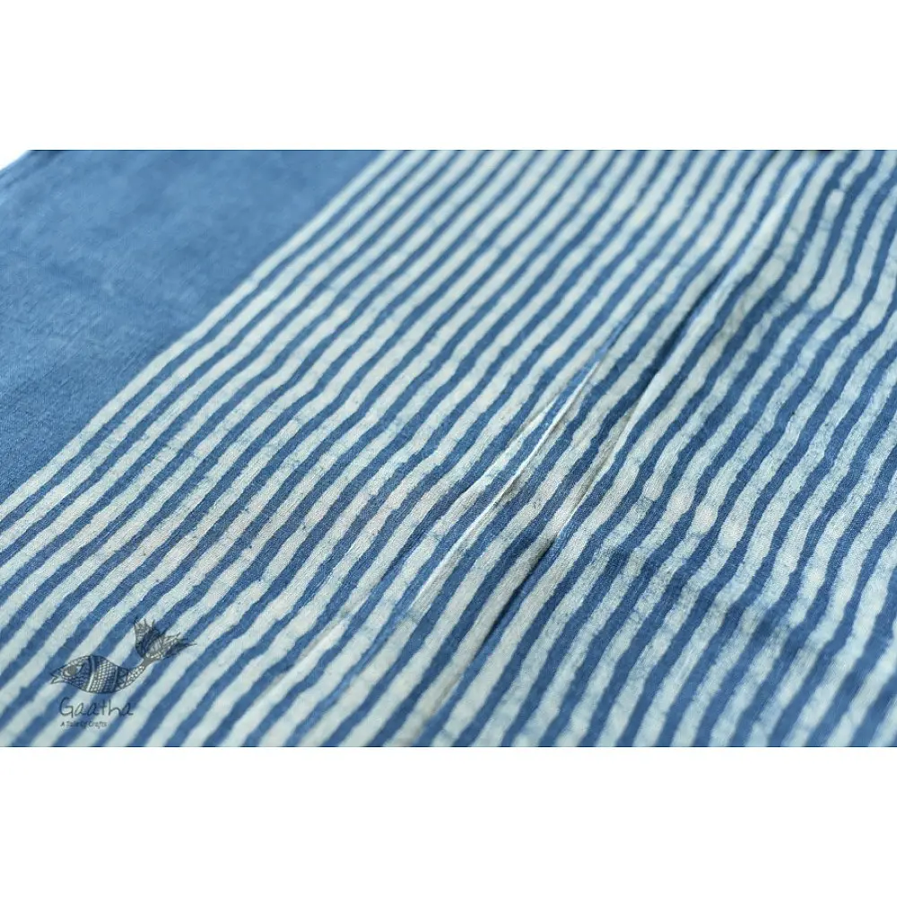Linen Handloom Block Printed Saree with Natural Dyed 