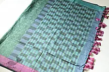 Koyal . कोयल | Block Printed Saree . Cotton Silk Handloom - Sparrow Motif