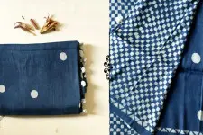 Koyal . कोयल | Block Printed Saree with Natural Dyed - Linen Handloom -Indigo