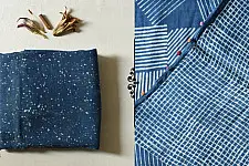 Koyal . कोयल | Linen Handloom Block Printed Saree with Natural Dyed - Stripes
