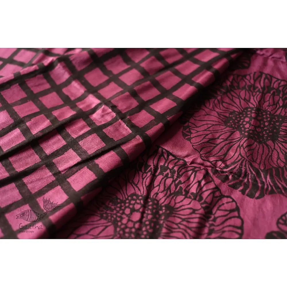 shop Natural Color . Hand Block Printed Pure Silk Saree - Purple
