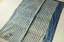 Koyal . कोयल ~ Natural Color . Pure Silk Saree - Sky Blue Stripes 