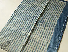 Koyal . कोयल ~ Natural Color . Pure Silk Saree - Sky Blue Stripes 