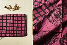 Koyal . कोयल ~ Natural Color . Hand Block Printed Pure Silk Saree - Purple 