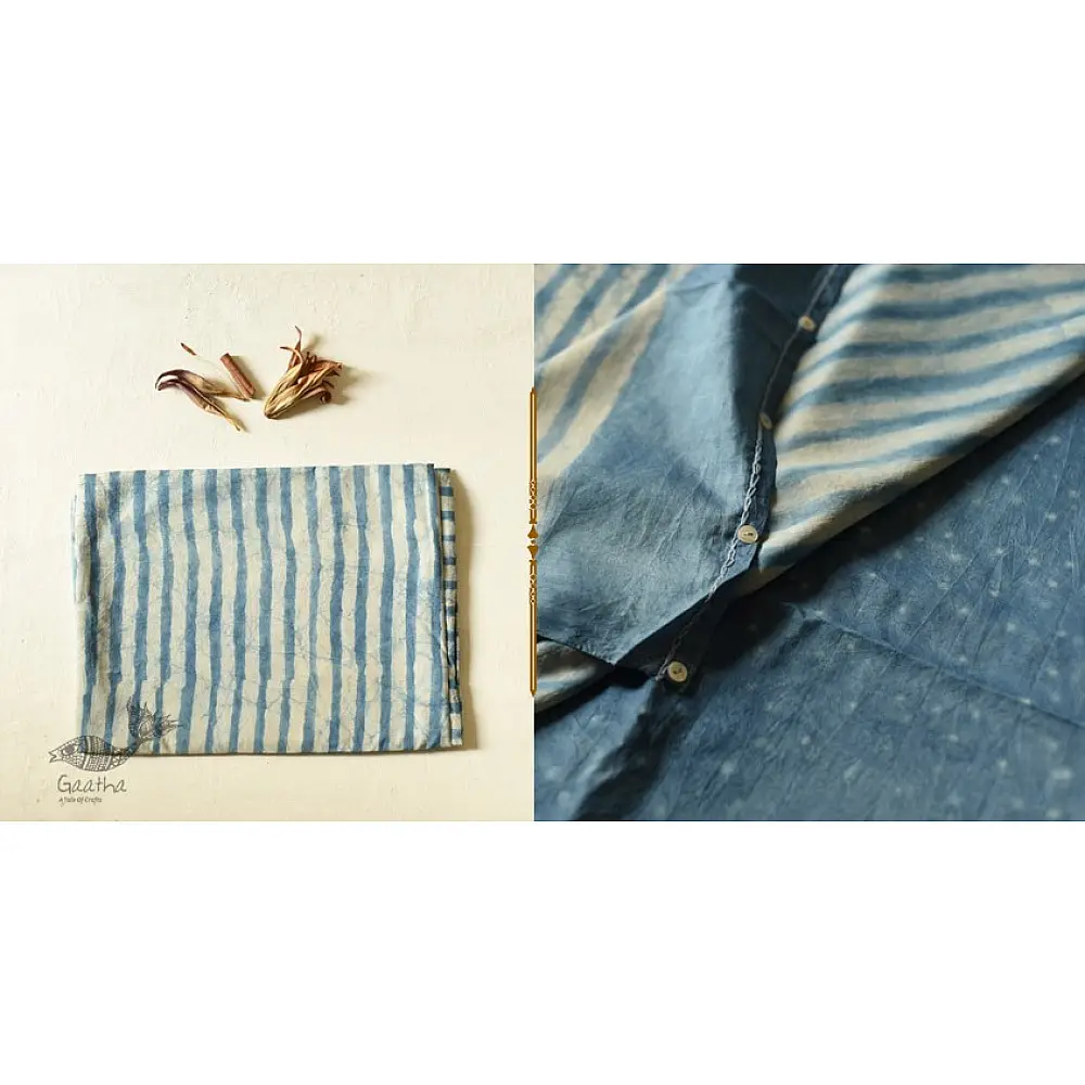 Natural Color . Pure Silk Saree - Sky Blue Stripes 