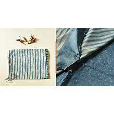 Koyal . कोयल ~ Natural Color . Pure Silk Saree - Sky Blue Stripes 