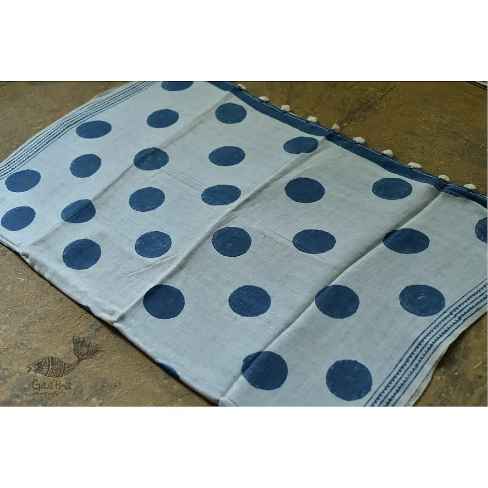 Natural Color . Linen Handloom Block Printed Saree