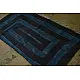 Handloom lndigo block printed linen saree