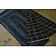 Handloom lndigo block printed linen saree