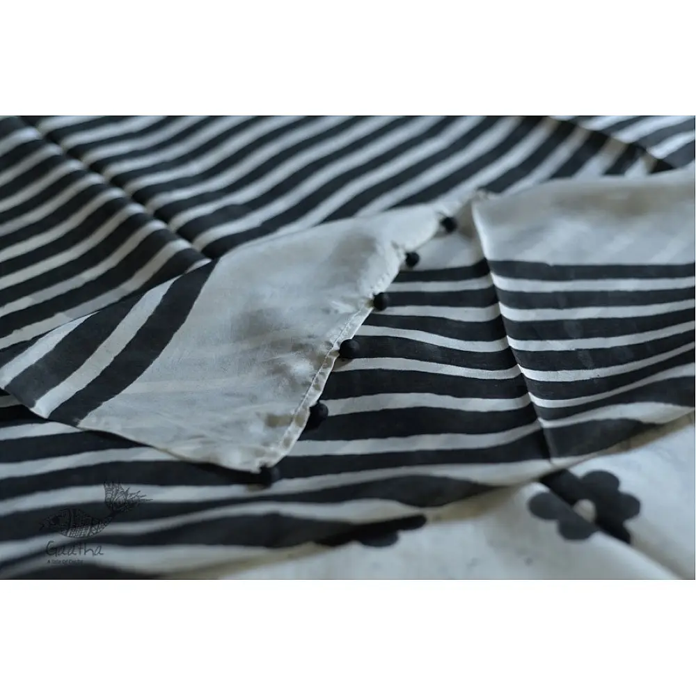 Handloom block printed Pure silk saree