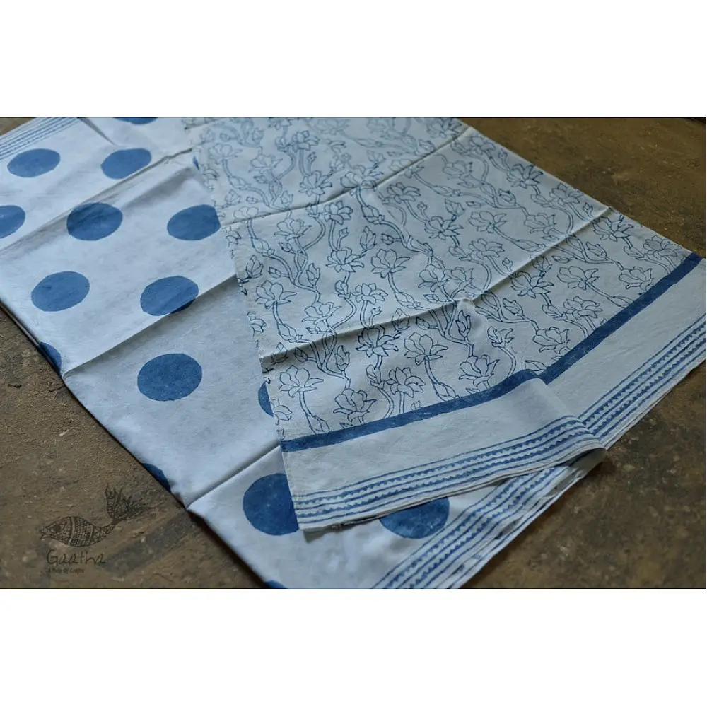 Handloom block printed Pure silk saree