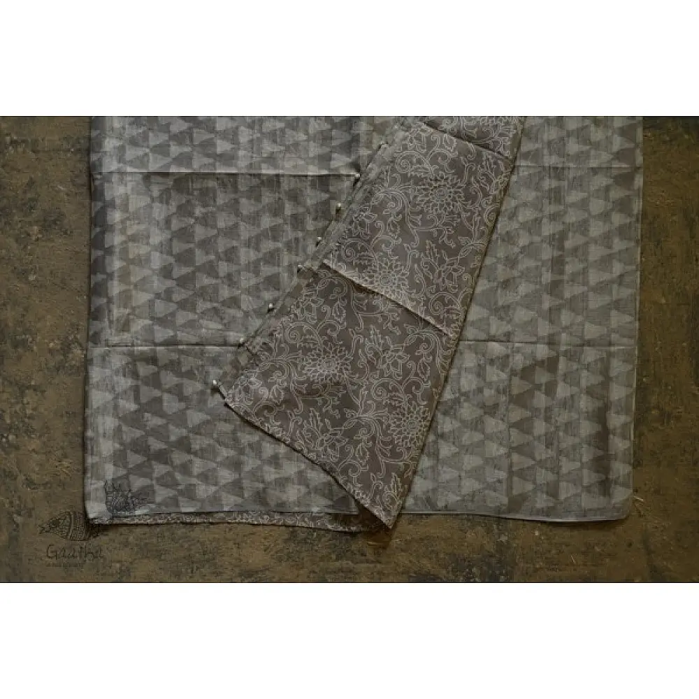 Handloom block printed Pure silk saree
