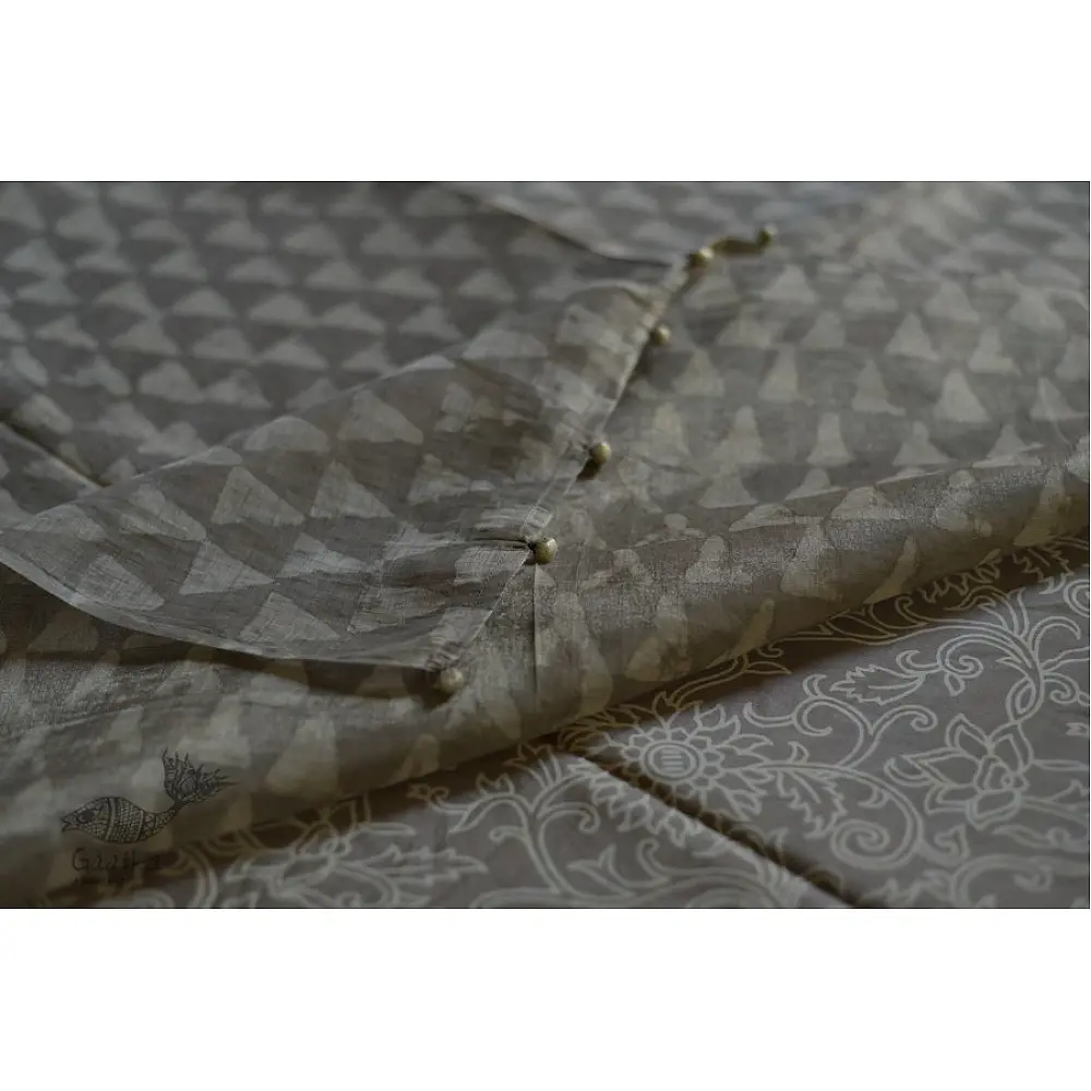 Handloom block printed Pure silk saree