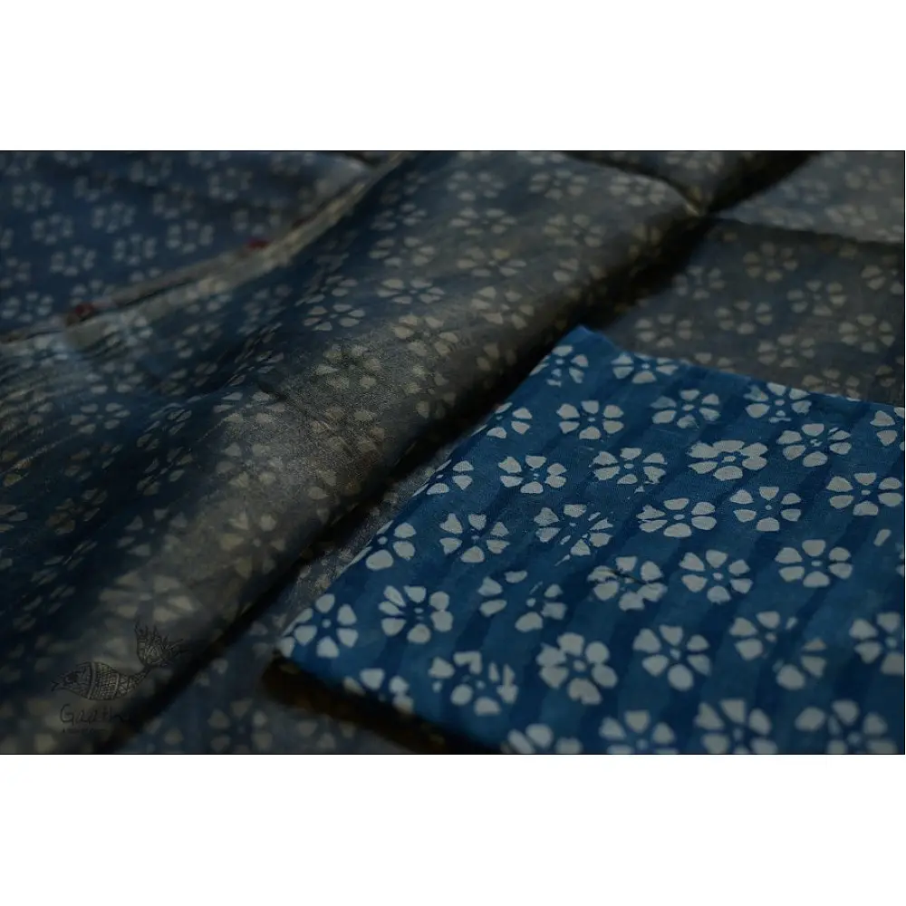 Handloom block printed Pure silk saree