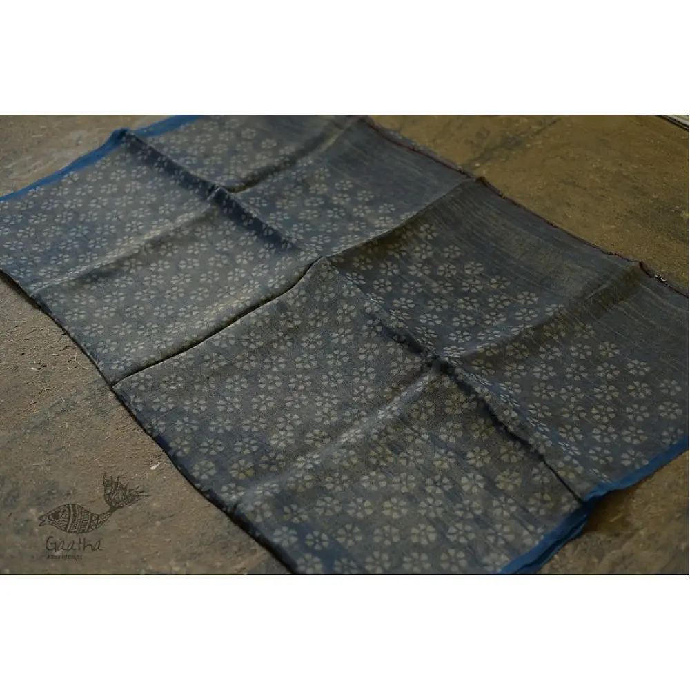 Handloom block printed Pure silk saree