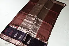 Vasudha | Handloom Banarasi Saree with Zari Border - Kattha colour