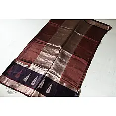 Vasudha | Handloom Banarasi Saree with Zari Border - Kattha colour