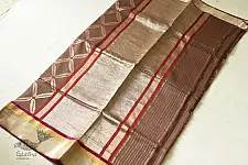 Vasudha | Banarasi Silk saree - Light Brown with Jaal  Zari 