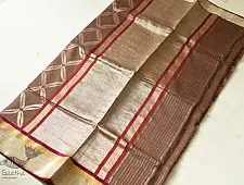 Vasudha | Banarasi Silk saree - Light Brown with Jaal  Zari 
