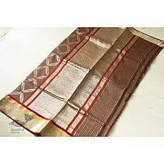 Vasudha | Banarasi Silk saree - Light Brown with Jaal  Zari 