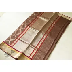 Vasudha | Resham Zari - Banasari Silk saree - Light Brown