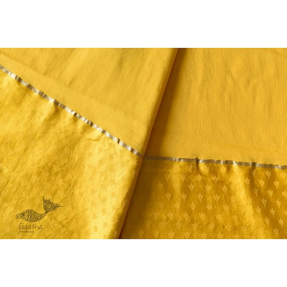 Buy new Banarasi Silk saree Yellow saree with mashru border
