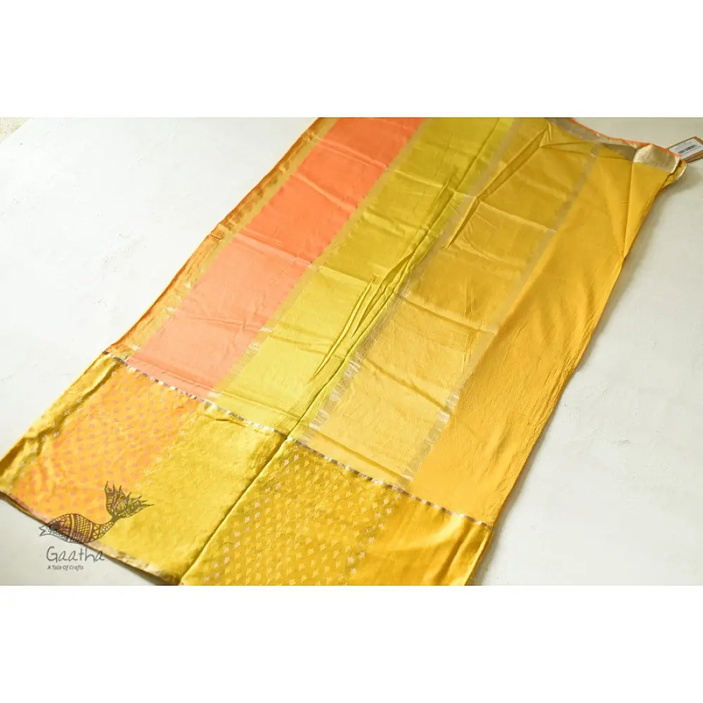 Buy new Banarasi Silk saree Yellow saree with mashru border