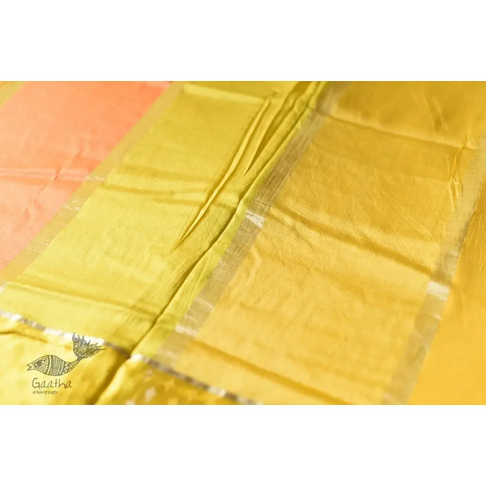 Buy new Banarasi Silk saree Yellow saree with mashru border