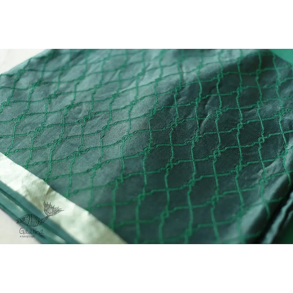 Buy Handloom Green Banarasi saree with mashru silk border
