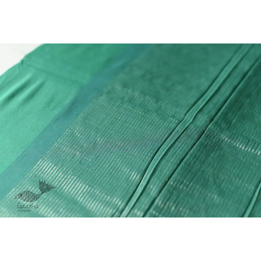 Buy Handloom Green Banarasi saree with mashru silk border