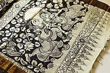 Kopal | Handmade ~ Kalamkari Silk Saree - Peacock