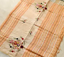 Kopal ❅ Handloom Linen Embroidered Saree - Light Orange